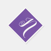 Wit Groot Stijlvol Monogram | Royal Paarse Servet (Hoek)