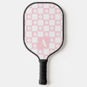 Wit Groovy Daisy Checkerboard Retro Monogram Pickleball Paddle (Achterkant)