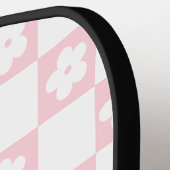 Wit Groovy Daisy Checkerboard Retro Monogram Pickleball Paddle (Links Detail)