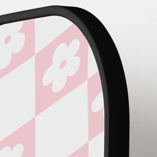 Wit Groovy Daisy Checkerboard Retro Monogram Pickleball Paddle (Links Detail)