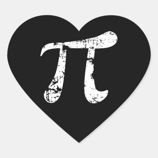 Wit Grunge Pi-symbool Hart Sticker (Voorkant)