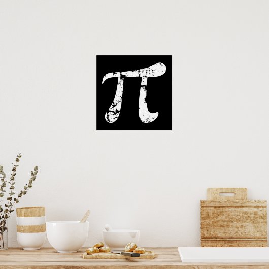 Wit Grunge Pi-symbool Poster (Keuken)