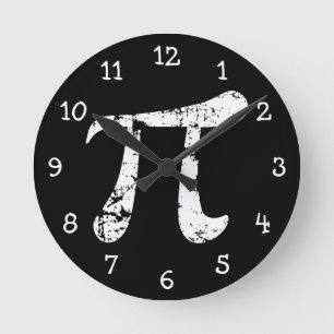 Wit Grunge Pi-symbool Ronde Klok