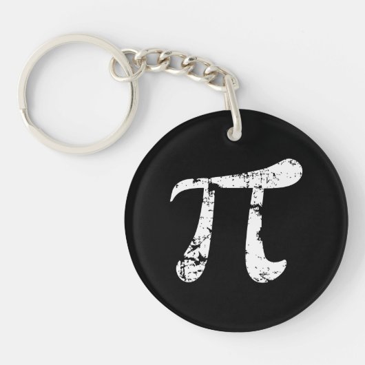 Wit Grunge Pi-symbool Sleutelhanger (Voorkant)