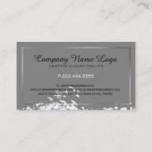 Wit & Grunge Zilveren Streep & Vliegende Vogels 2 Visitekaartje (Achterkant)