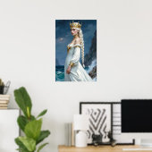 Wit haar anime fantasy koningin poster (Thuiskantoor)