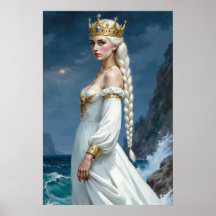 Wit haar anime fantasy koningin poster