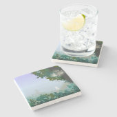 Wit haar op een mistige ochtend stenen onderzetter (Zijkant)