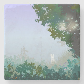 Wit haar op een mistige ochtend stenen onderzetter