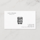 Wit Haar Salon Modern Bold QR Code Social Media Visitekaartje (Achterkant)