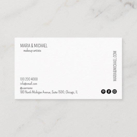 Wit Hair Salon Roos Goud Handgeschreven Visitekaartje (Achterkant)