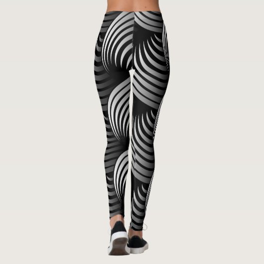 Wit half wervelend op zwarte achtergrond leggings (Achterkant)