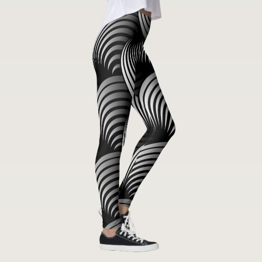 Wit half wervelend op zwarte achtergrond leggings (Rechts)