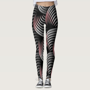 Wit half wervelend op zwarte achtergrond leggings