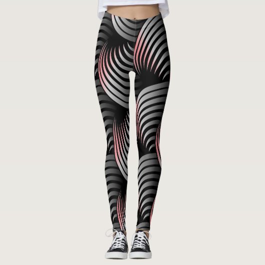 Wit half wervelend op zwarte achtergrond leggings (Voorkant)