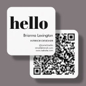 Wit hallo | QR-code Social Media Vierkante Visitekaartje
