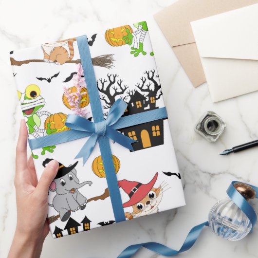 Wit Halloween Scène Cadeaupapier Ontwerp (Geschenken)