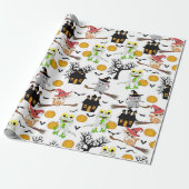 Wit Halloween Scène Cadeaupapier Ontwerp (Uitgerold)
