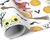 Wit Halloween Scène Cadeaupapier Ontwerp (Rol Hoek)