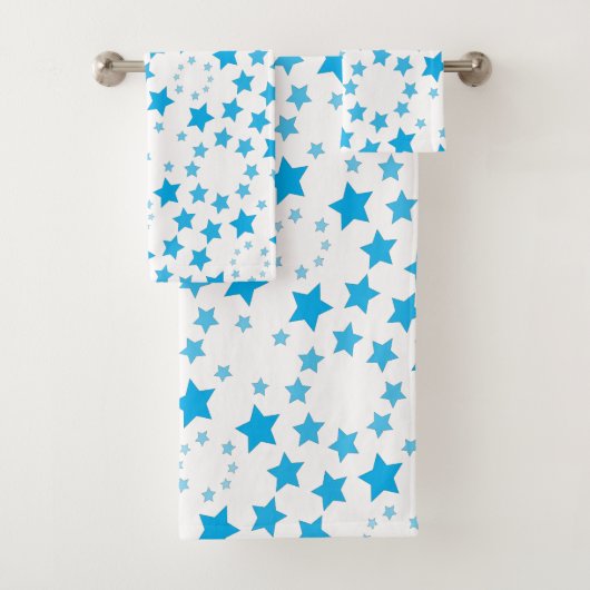 Wit Handdoekenset Met Blauwe Sterprint Bad Handdoek (Insitu)