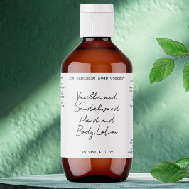 Wit handgeschreven cosmeticafleslabel etiket