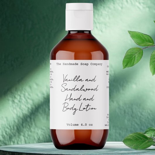 Wit handgeschreven cosmeticafleslabel etiket