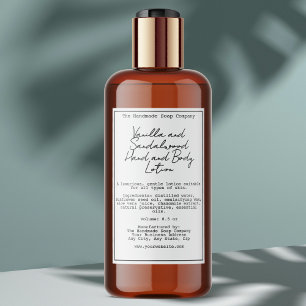 Wit handgeschreven cosmeticafleslabel wijn etiket
