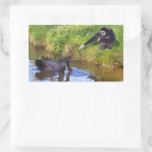 Wit-handig gibbon- en zwarte-zwanenbriefkaart rechthoekige sticker (Tas)