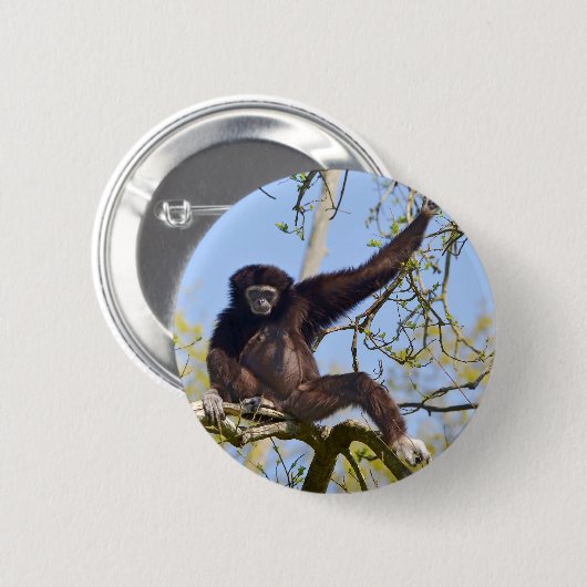 Wit-handig lintje in boom ronde button 5,7 cm (Voorkant /achterkant)