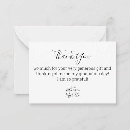wit handschrift bedankt afstuderen foto notitiekaartje (Achterkant)