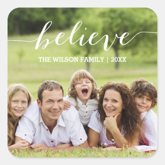 Wit handschrift geloof | Vakantie foto Sticker (Voorkant)