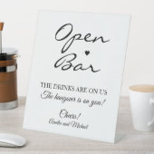 Wit Handtekening Script Open Bar Bruiloft Reclamebord Met Voetstuk (Insitu)