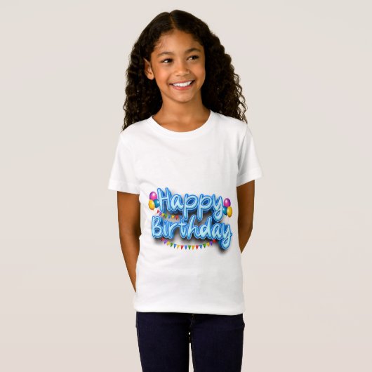Wit Happy Brithday T-shirt ontwerp (Voorkant volledig)