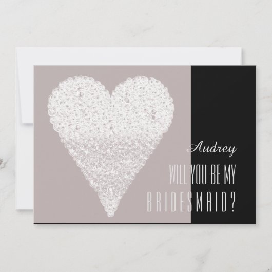 Wit hart. Ben je mijn Bridesmaid? Kaart (Voorkant)