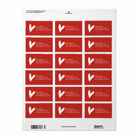 Wit hart etiket (Full Sheet)