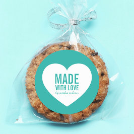 Wit hart gemaakt met liefde bewerkbare kleur ronde sticker