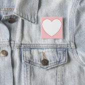 wit hart in roze vierkante button 5,1 cm (In situ)