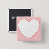 wit hart in roze vierkante button 5,1 cm (Voorkant /achterkant)