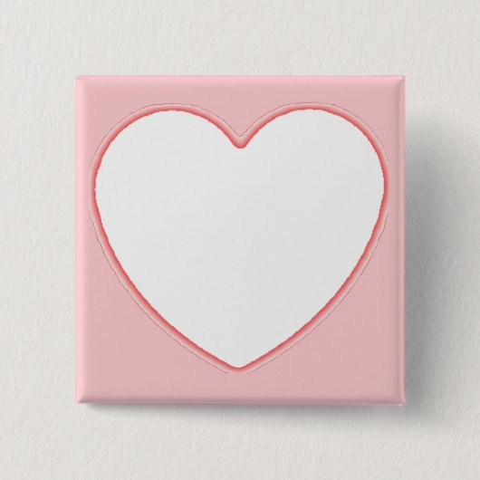 wit hart in roze vierkante button 5,1 cm (Voorkant)