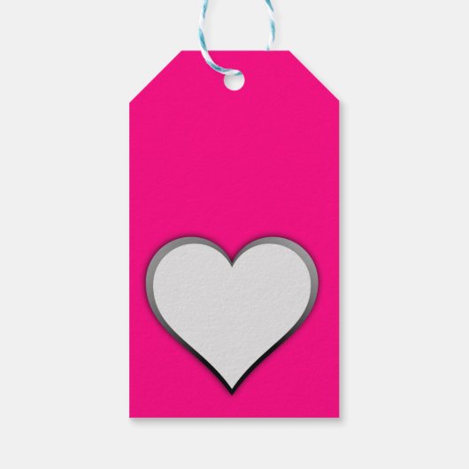 Wit hart in warm roze cadeaulabel (Achterkant)