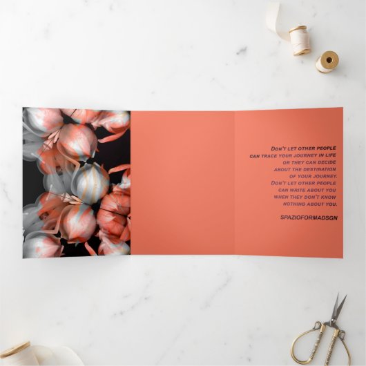 "Wit hart in zwart van zon" & Reis Drieluik Wenskaart (Binnen)