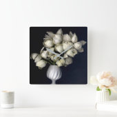 "Wit hart in zwart" Vierkante Klok (Huis)