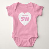 Wit Hart Monogram Wit Roze Baby Set Custom Romper (Voorkant)