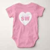 Wit Hart Monogram Wit Roze Pasgeboren Baby Set Op  Romper (Achterkant)