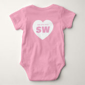 Wit Hart Monogram Wit Roze Pasgeboren Outfit Maatw Romper (Achterkant)