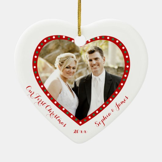 Wit hart Ons eerste kerstOrnament Keramisch Ornament (Achterkant)