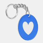 Wit hart op blauw sleutelhanger (Voorkant Links)
