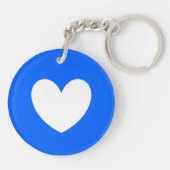Wit hart op blauw sleutelhanger (Achterkant)