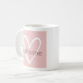 Wit Hart op Blush Roze Monogram Koffiemok (Voorkant links)