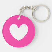 Wit hart op fuchsia roze sleutelhanger (Achterkant)